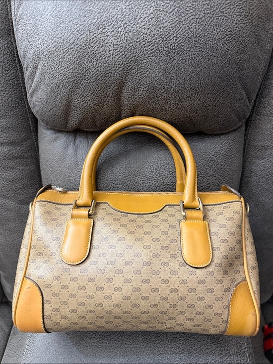 Gucci Handbags - Gucci Classic Monogram Beige and Tan Satchel